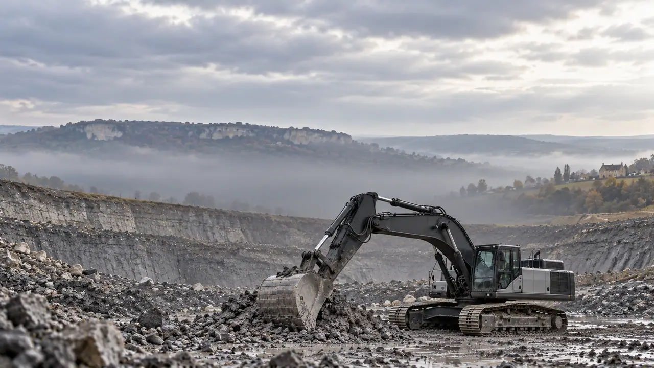 Pelle sur chenilles de 35 tonnes en terrassement de masse